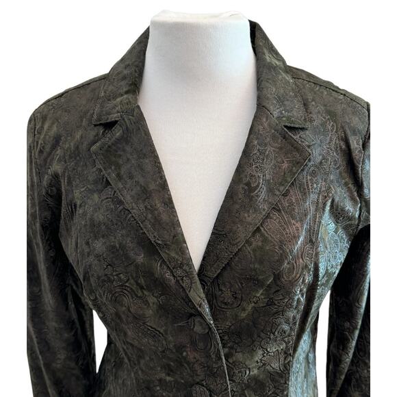 Chic Olive Patterned Women's Blazer - Picture 4 of 13